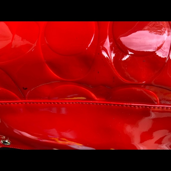 Gently Used Coach Peyton Embossed Patent Leather Crossbody Bag - Red - Picture 10 of 11